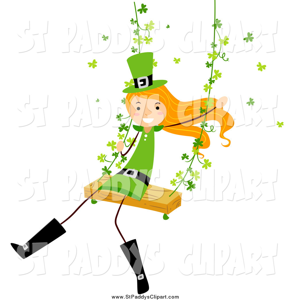 1024x1044 Vector Clip Art Of A Happy St Paddys Day Stick Girl Swinging By