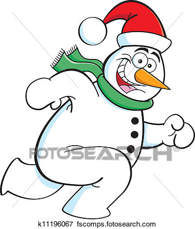 401x470 Snowman Running Clipart