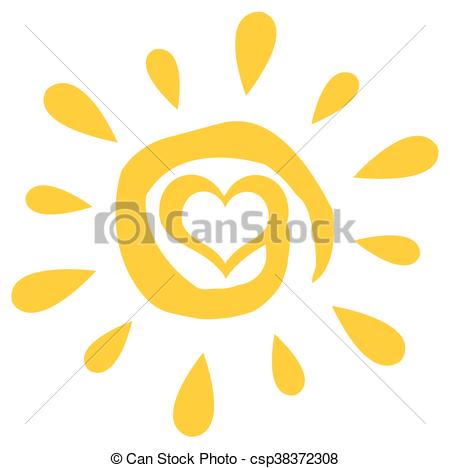 450x468 Abstract Sun With Heart Simple Design. Illustration Isolated