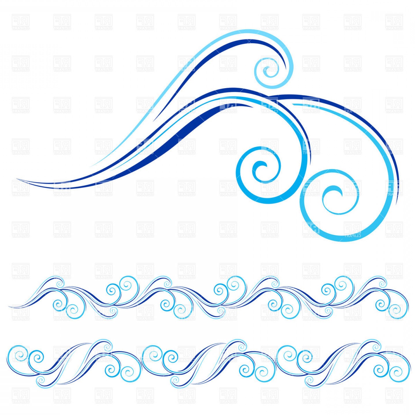 1440x1440 Abstract Curly Blue Wave Design Vector Clipart Geekchicpro
