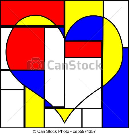 450x470 Abstract Colorful Heart. Abstract Heart Made With Pieces