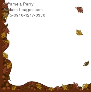 299x300 Acorn And Fall Leaves Page Border Royalty Free Clip Art Image