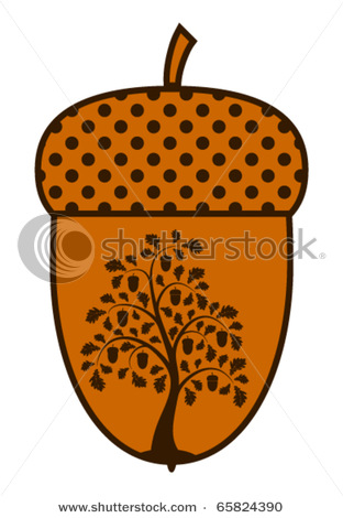312x470 Vector Oak Tree In Acorn On White Background