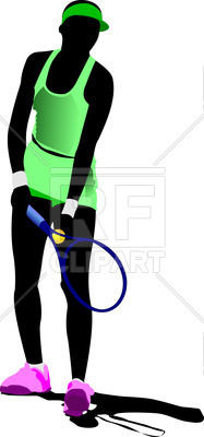 187x400 Silhouette Of Woman Tennis Player In Action Royalty Free Vector