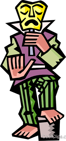 224x480 Stage Actor With Mask Royalty Free Vector Clip Art Illustration