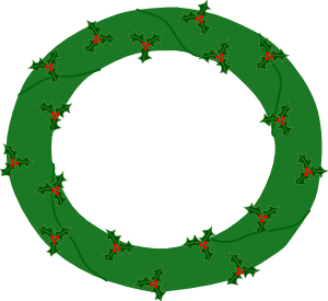 300x275 Wreath Of Evergreen, With Red Berries Clip Art