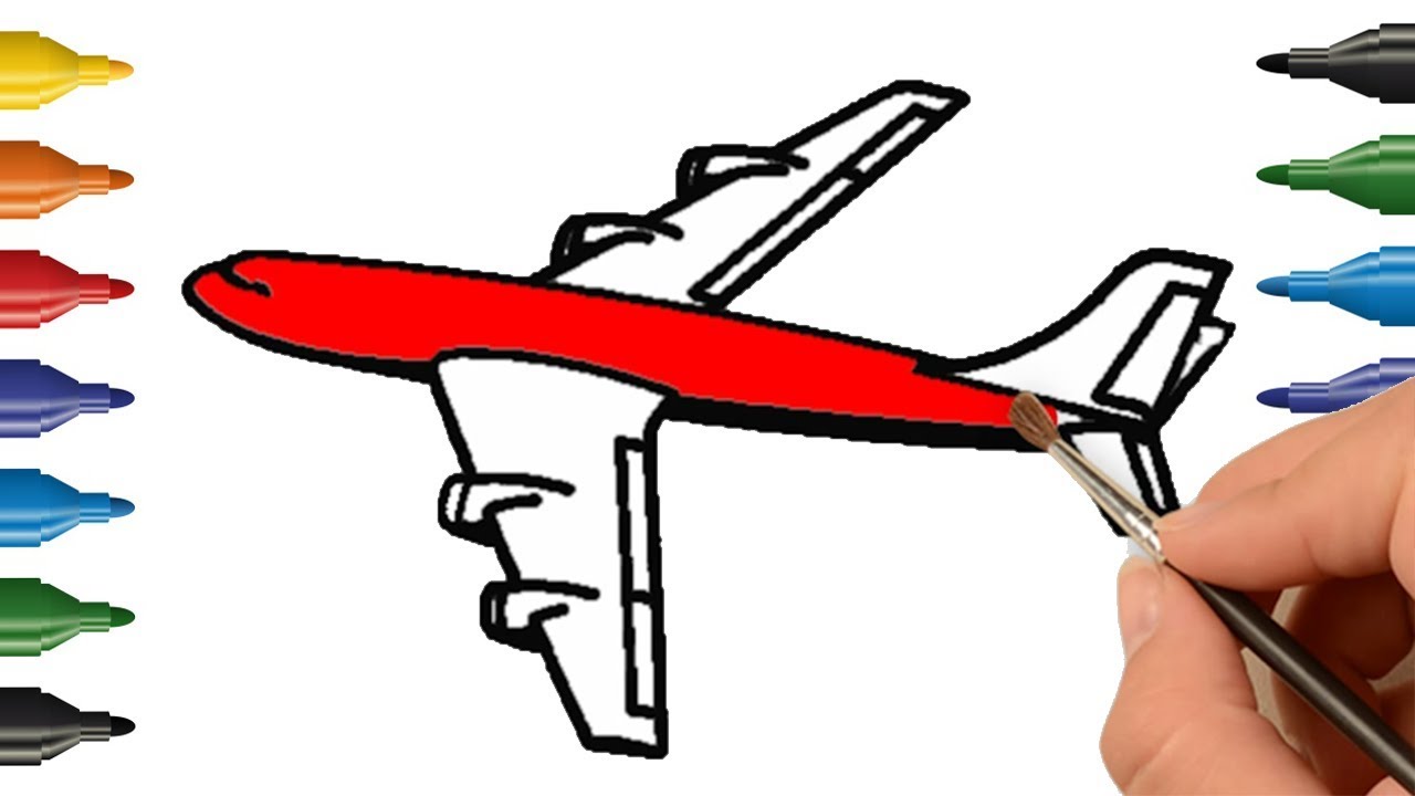 1280x720 How To Draw Aeroplane Aeroplane Coloring Pages Kids Coloring