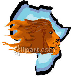 281x300 Lion's Head Over A Map Of Africa
