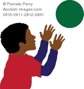 282x300 Clip Art Illustration Of An African American Boy Reaching For A Ball