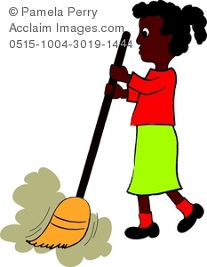 233x300 Clip Art Image Of A Little African American Girl Sweeping