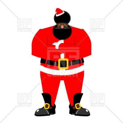 400x400 Grumpy Black Santa, Angry African Claus Royalty Free Vector Clip