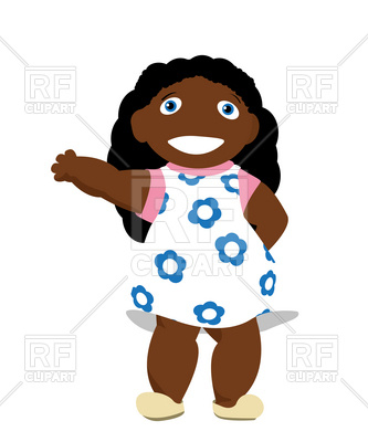 333x400 Little African Girl Greets And Smiling Royalty Free Vector Clip