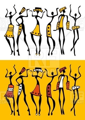 285x400 Figures Of African Dancers On White And Yallow Backgrounds Royalty