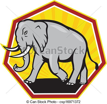 450x437 Angry Elephant Walking Cartoon. Illustration Of An Elephant
