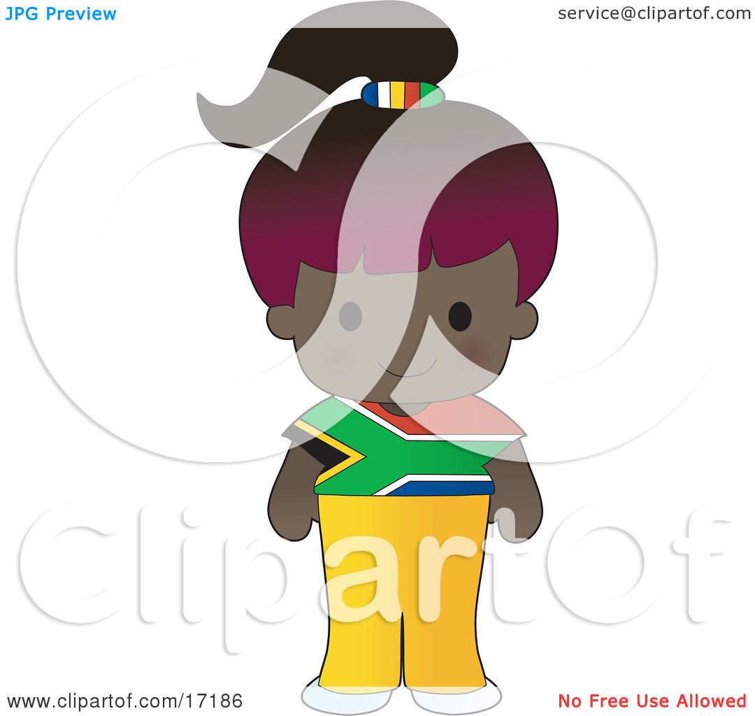 1080x1024 Cute African Girl Wearing A Flag Of South Africa Shirt Clipart