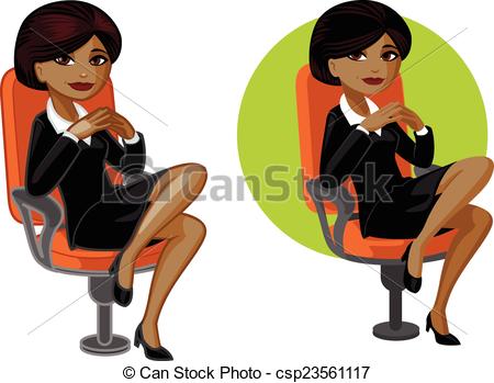450x349 Cute Young African American Office Woman On Chair Vector Vector