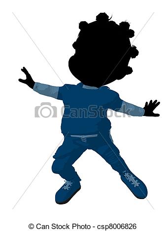337x470 Little African American Football Girl Illustration Stock
