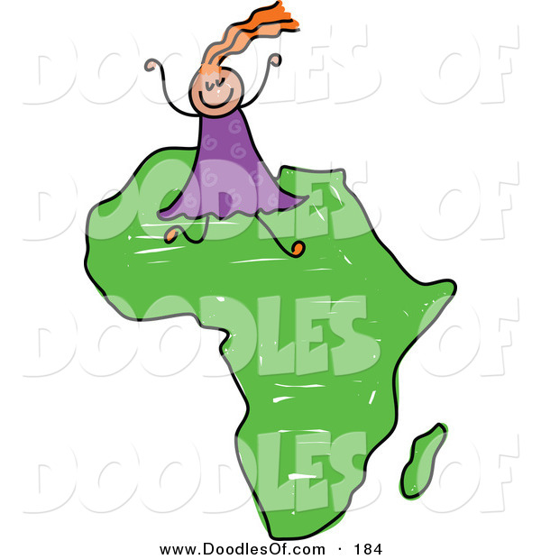600x620 Vector Clipart Of A Childs Sketch Of A Happy African Girl