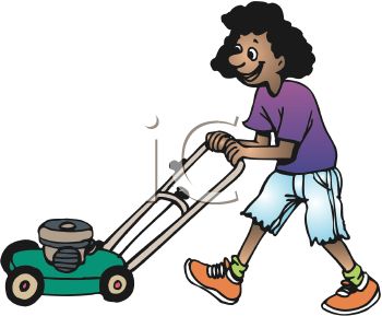 350x289 African American Teen Girl Mowing Grass