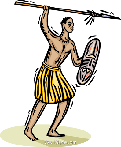 396x480 African Tribesman With A Spear Royalty Free Vector Clip Art