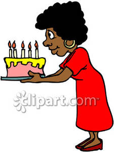225x300 African American Woman Holding A Birthday Cake Royalty Free Clip