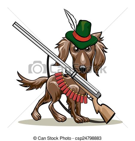 450x470 Hunting Dog. Humorous Illustration Of Dog In A Hunter Hat