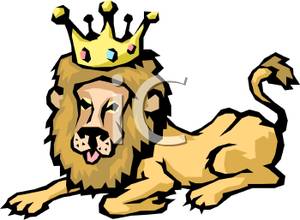 300x220 A Lion Wearing A Crown Clip Art Image