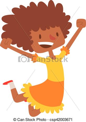 329x470 Jumping Afro Girl Vector Illustration. African American Girl