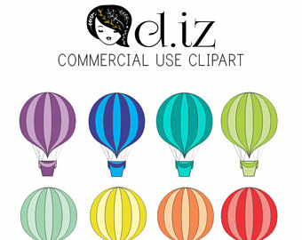 340x270 Hot Air Balloon Clipart, Banners Clipart, Party Clipart, Birthday