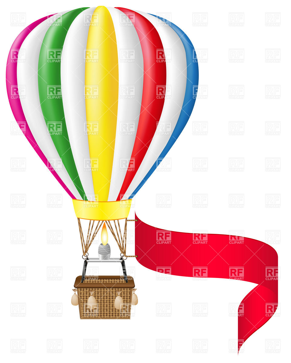 960x1200 Hot Air Balloon And Blank Banner Royalty Free Vector Clip Art