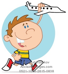 277x300 Clipart Image Of A Happy Kid Playing With A White Toy Airplane
