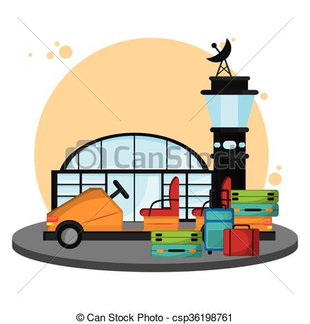 450x470 Colorful Airport Over White Background , Vector Clip Art Vector