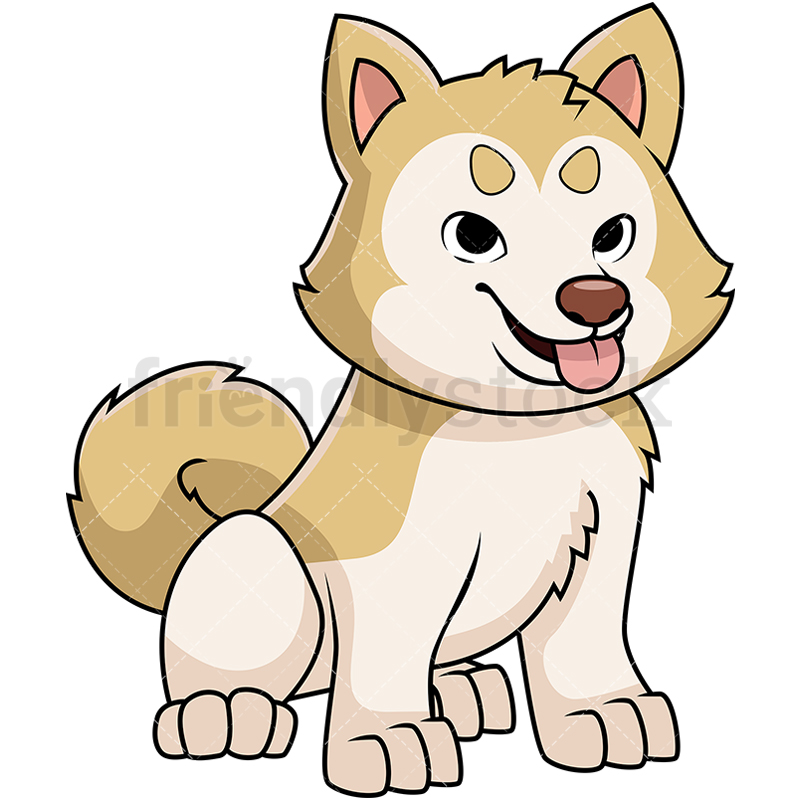 800x800 Akita Puppy Sticking Tongue Out Cartoon Vector Clipart