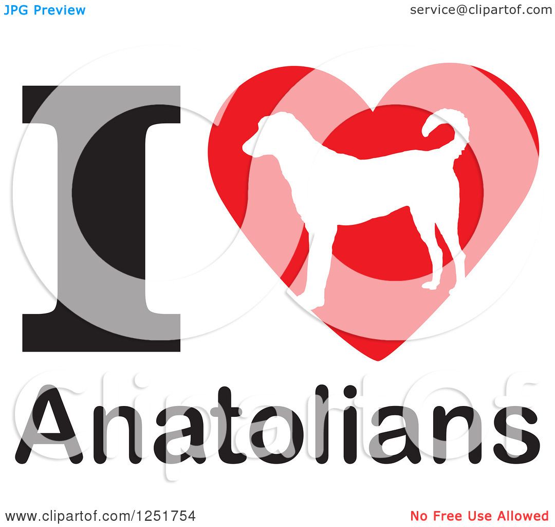 1080x1024 Clipart Of An I Heart Anatolians Dog Design