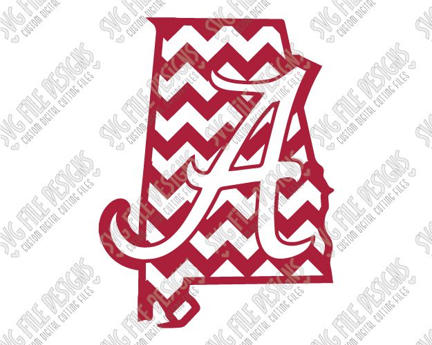 625x500 Crimson Tide Chevron Alabama State Shape Cut File Set In Svg, Eps