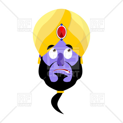 400x400 Genie Head With Turban On White Background Royalty Free Vector