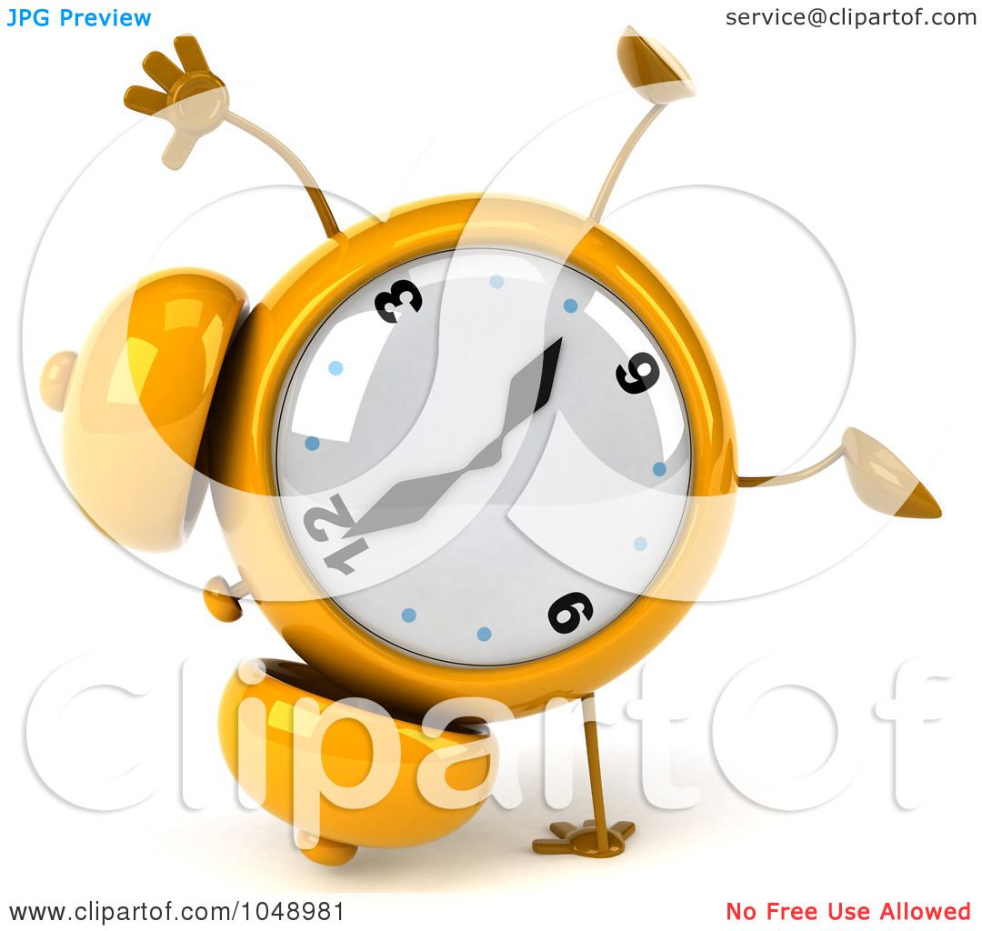 1080x1024 Royalty Free (Rf) Clip Art Illustration Of A 3d Yellow Alarm Clock
