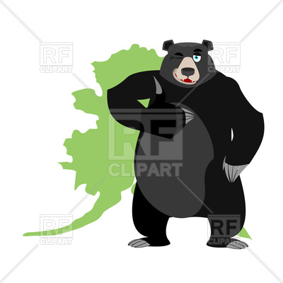 400x400 American Black Bear And Alaska Map Royalty Free Vector Clip Art