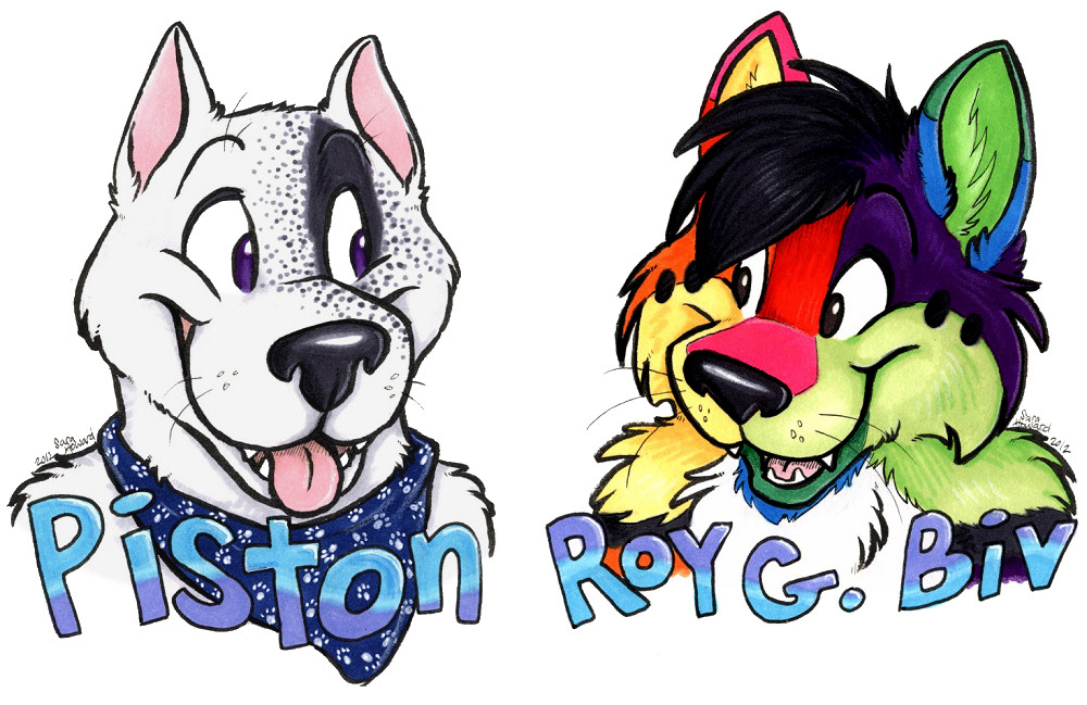 1000x649 Piston And Roy G. Biv Couple Badges By Matrices