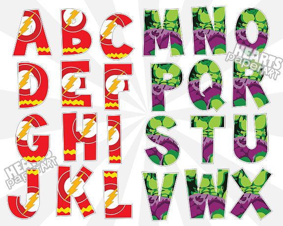 576x460 Flashman And The Hulk Alphabet And Number Clip Art Set