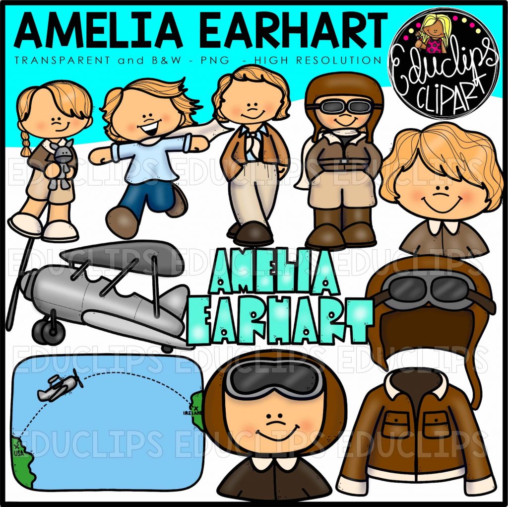 1024x1021 Amelia Earhart Clip Art Bundle (Color And Bampw)