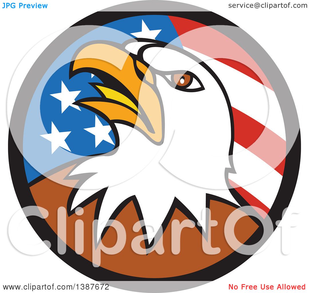 1080x1024 Clipart Of A Cartoon Bald Eagle Head In An American Flag Circle