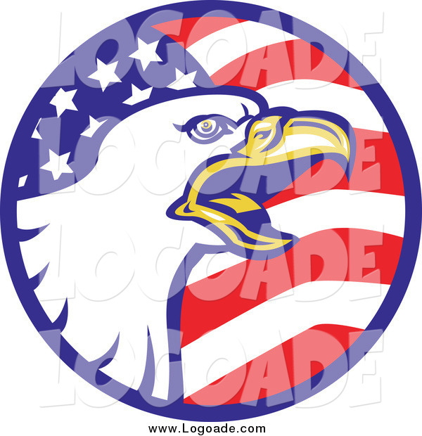 600x620 Clipart Of A Bald Eagle In An American Flag Circle Logo By