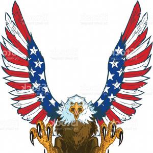 300x300 Screaming Eagle With American Flag Wings Vector Clip Art Gm