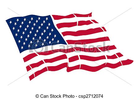450x320 American Flag, Color Illustration Drawing