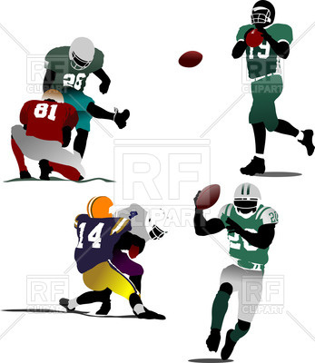 347x400 American Football Players In Action Royalty Free Vector Clip Art