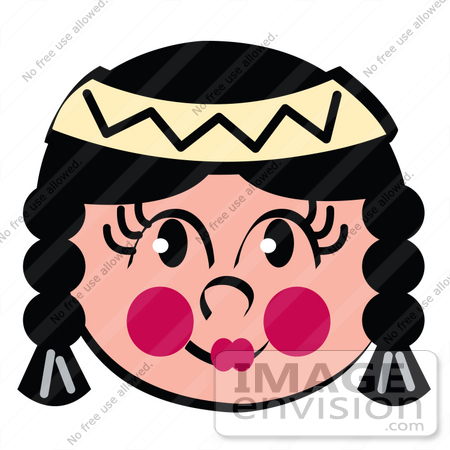 450x450 Clip Art Graphic Of A Cute Little Native American Indian Girl