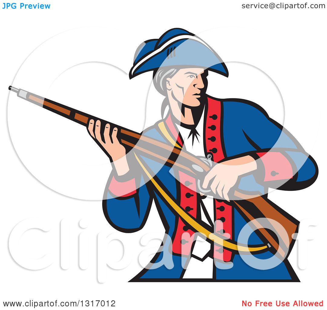 1080x1024 Clipart Of A Retro Cartoon American Patriot Militia Soldier