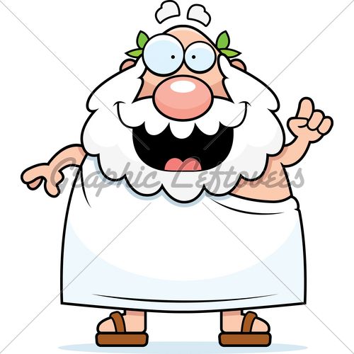 500x500 Cartoon Clipart Of A Black And White Happy Senior Greek Man