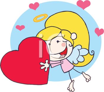 350x311 Picture Of A Young Girl Wearing Angel Wings Holding A Large Heart
